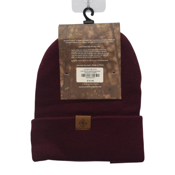 Northern Original Rechargeable LED Beanie Winter Hat Burgundy USB Charging - Picture 3 of 3